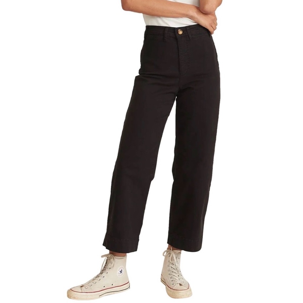 Marine Layer Black Bridget Slim Wide Leg Cropped Pants Size 2